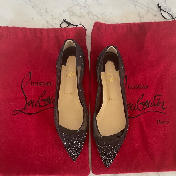 Christian Louboutin Studded Follies Strass Ballet Flats - Picture 2 of 8